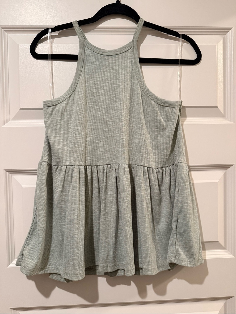 entro Sage Green Peplum Tank Top - Lightweight Halter